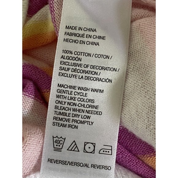 Izod White Pastel Striped Womens V-Neck Sweater Size S 100% Cotton Vintage Retro - Picture 9 of 16